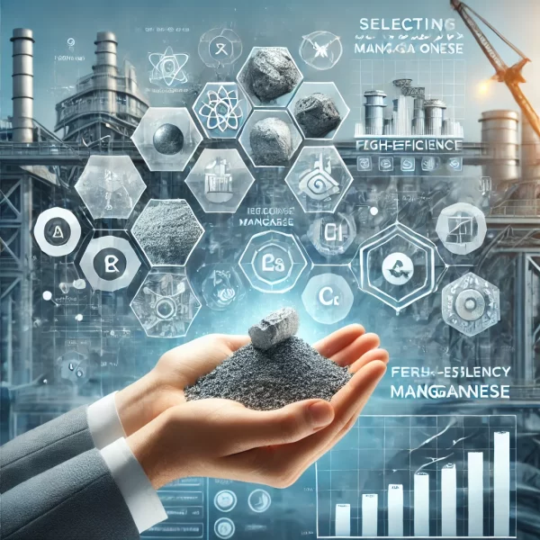 DALL·E 2024-10-19 15.02.22 - A clean and professional featured image for an article about selecting manganese ore for high-efficiency ferrosilicomanganese production. The image sh